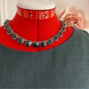 J. Crew Necklace, Gold/Navy Blue, Rivoli Cut, Choker/ Necklace